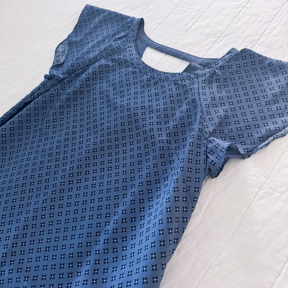 Abercrombie & Fitch Dress Womens SMALL Blue Mini Shift Dress EUC Satin Feel